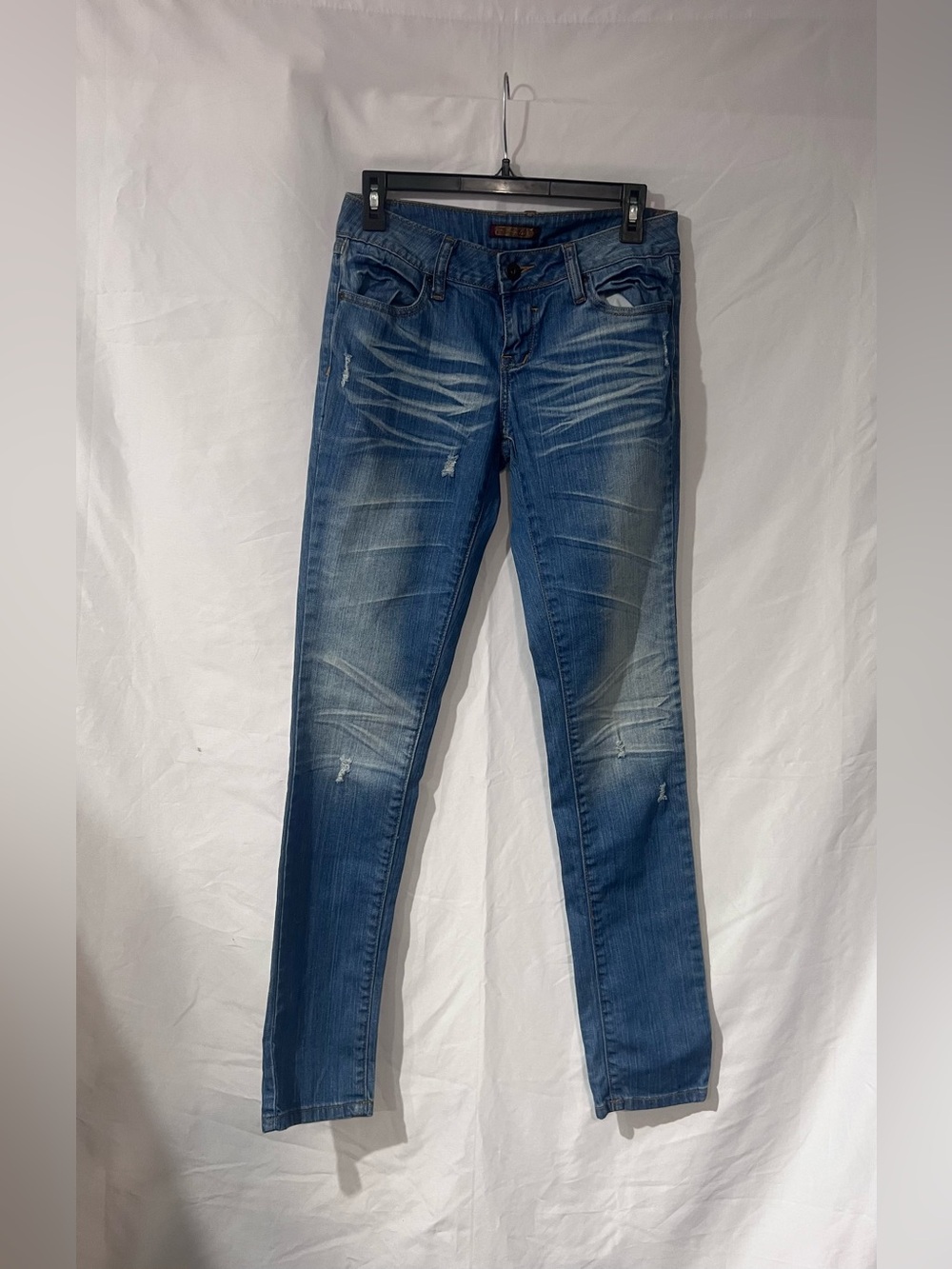 Zana Di Distressed Blue Washed Skinny Jeans